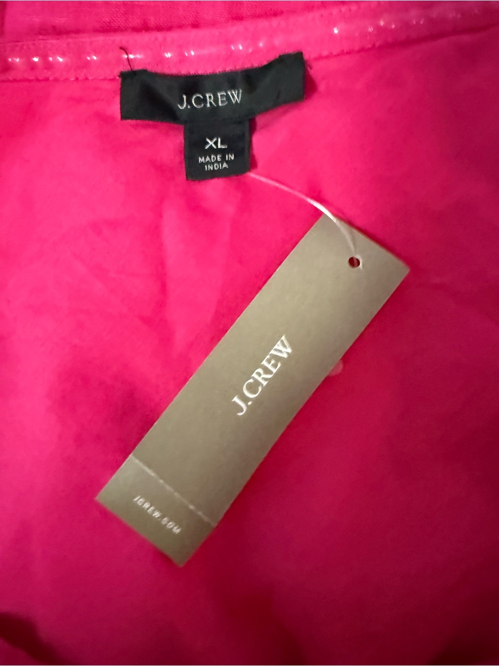 NWT J Crew Pink Fuchsia One Shoulder Linen Shift Dress With Bow Size XL Preppy - Picture 4 of 8